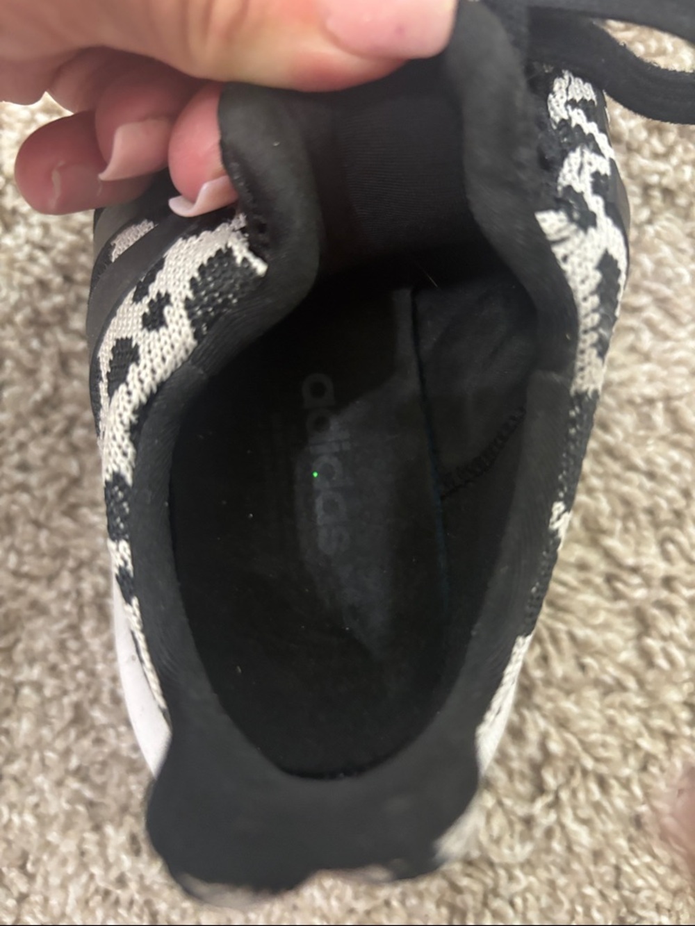 adidas Black & White Leopard-Pattern Knit Sneakers - Picture 4 of 7